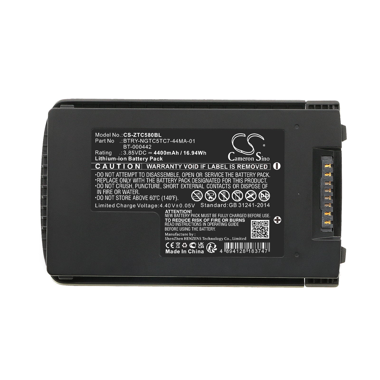 Li-ion, Barcode Scanner Battery fits Zebra Tc53, Tc5301, 3.85V, 4400mAh Barcode Scanner Cameron Sino Technology Limited