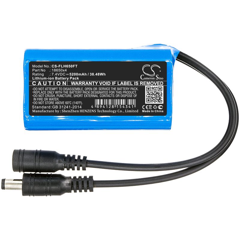 Li-ion Battery fits 18650, 18650x4, The Battery Pack Suitable For Head Lamp / Bike Lamp / Bicycle Light 7.4V, 5200mAh Flashlight Cameron Sino Technology Limited