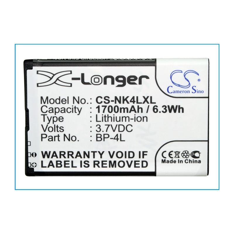 Li-ion Battery Fits Ace, Caracas, Caracas 2, Nokia 3.7v, 1700mah E-book & E-reader Cameron Sino Technology Limited
