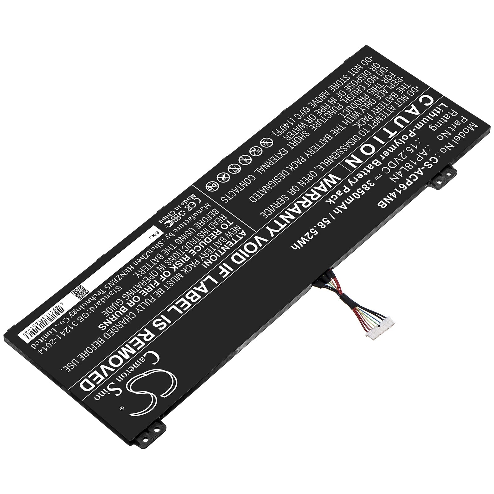 Li-ion Battery fits Acer, Ap18l4n 15.20V, 3850mAh Computer Cameron Sino Technology Limited