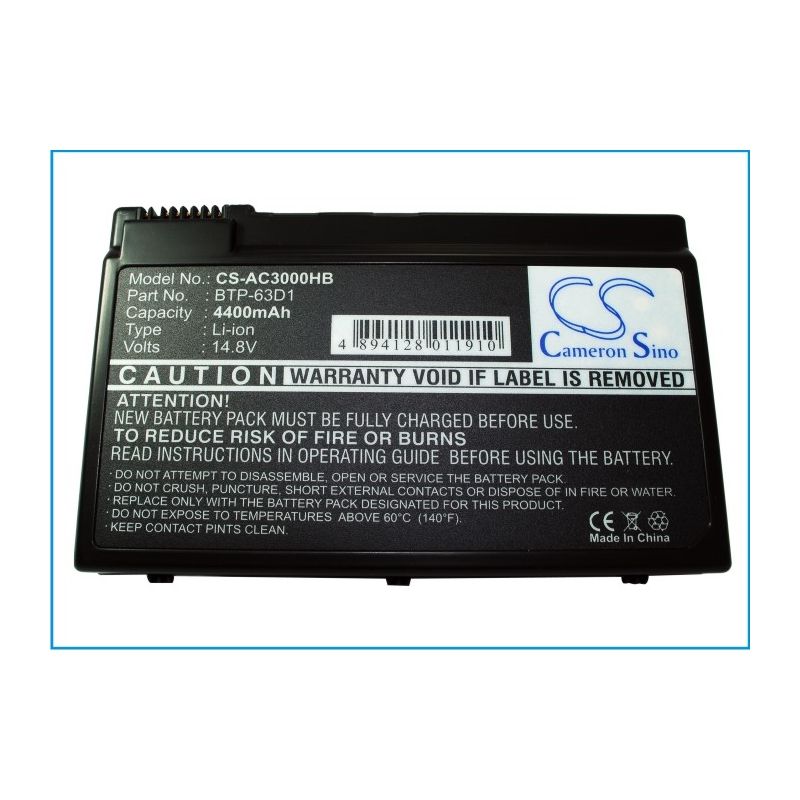 Li-ion Battery fits Acer, Aspire 3020, Aspire 3020lmi, Aspire 3020wlmi 14.8V, 4400mAh Computer Cameron Sino Technology Limited (Suspended)