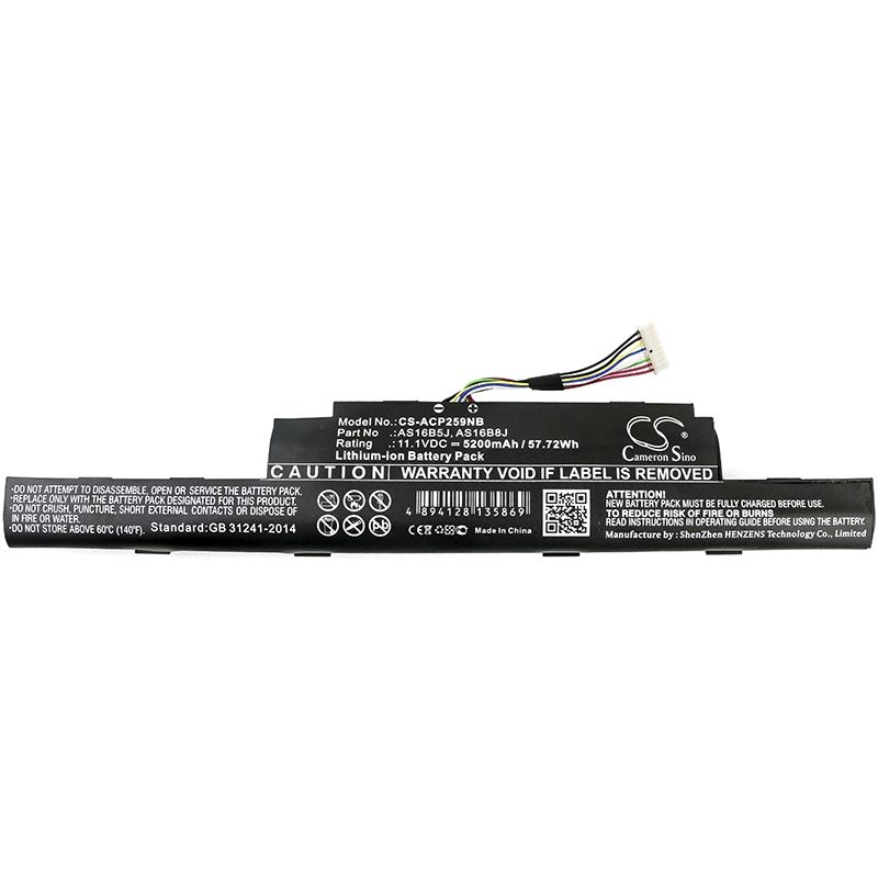 Li-ion Battery Fits Acer, Aspire E5-575-33bm, Aspire E5-575g-5341, Aspire E5-575g-53vg 11.1v, 5200mah Notebook & Laptop Cameron Sino Technology Limited