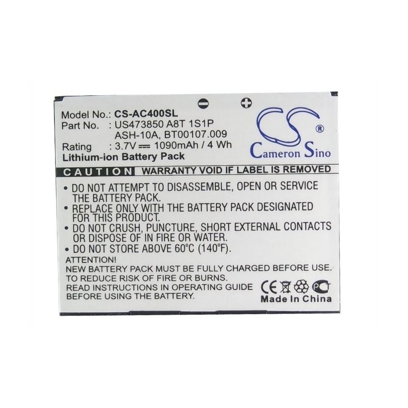 Li-ion Battery fits Acer, betouch e400, betouch e400b, neotouch p400 3.7V, 1090mAh Communications Cameron Sino Technology Limited (Suspended)