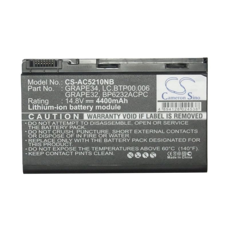 Li-ion Battery Fits Acer, Extensa 5120, Extensa 5210, Extensa 5210-300508 14.8v, 4400mah Notebook & Laptop Cameron Sino Technology Limited