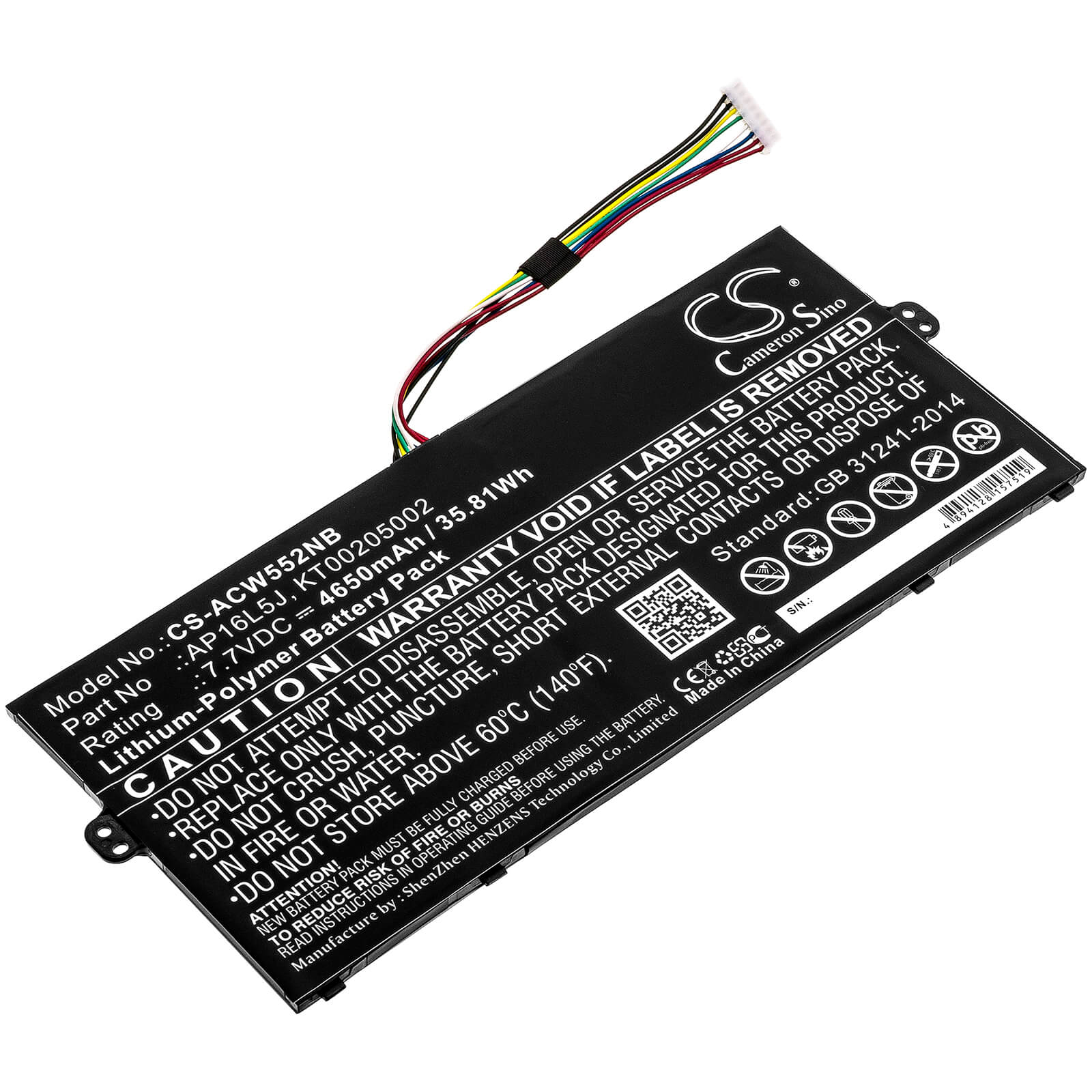 Li-ion Battery fits Acer, Kt.00205.002, Nx.gtmed.008 7.4V, 4650mAh Notebook & Laptop Cameron Sino Technology Limited
