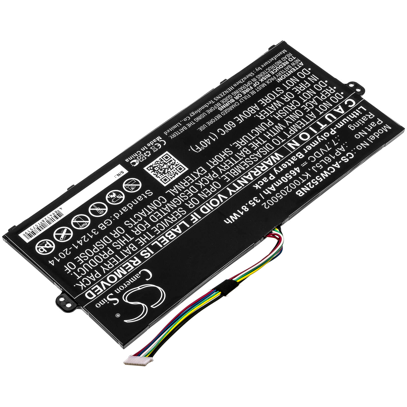 Li-ion Battery fits Acer, Kt.00205.002, Nx.gtmed.008 7.4V, 4650mAh Notebook & Laptop Cameron Sino Technology Limited