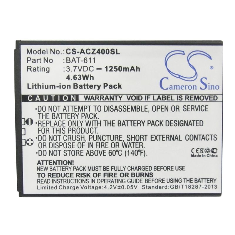 Li-ion Battery Fits Acer, Liquid Z4, Z140, Z160 3.7v, 1250mah Mobile & SmartPhone Cameron Sino Technology Limited