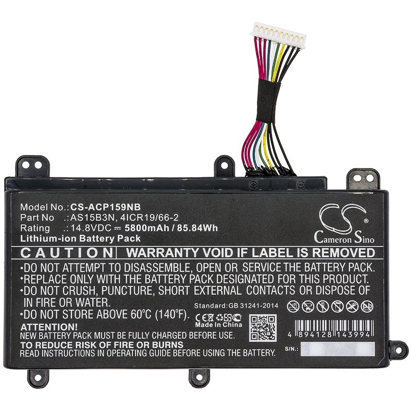 Li-ion Battery fits Acer, Predator 15 G9-591, Predator 15 G9-591-70f6, Predator 15 G9-591-713c 14.8V, 5800mAh Notebook & Laptop Cameron Sino Technology Limited