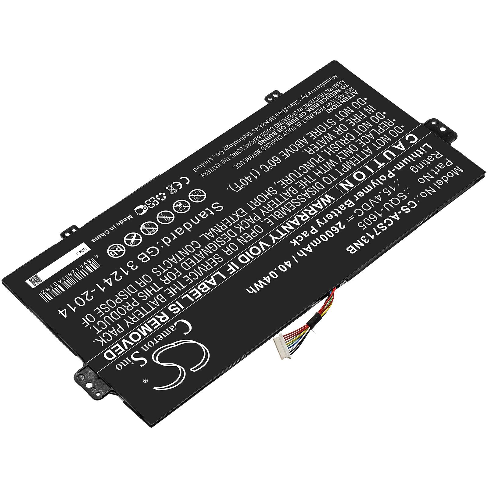 Li-ion Battery fits Acer, Squ-1605 15.4V, 2600mAh Notebook & Laptop Cameron Sino Technology Limited