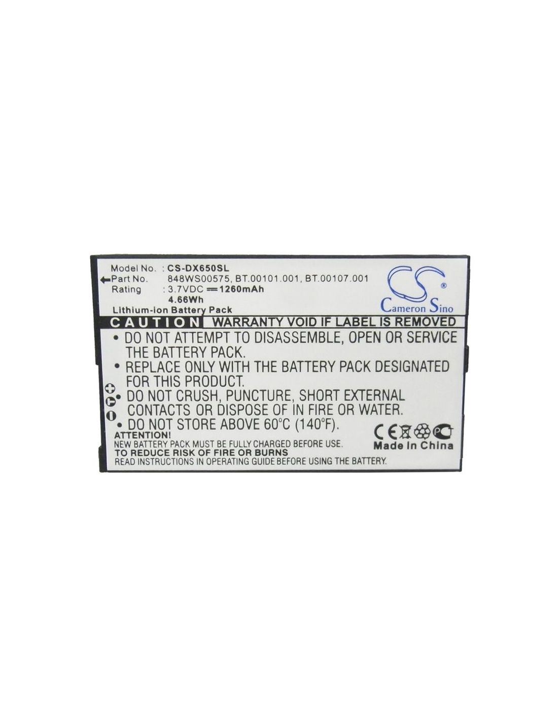 Li-ion Battery fits Acer, tempo dx650 3.7V, 1260mAh Mobile & SmartPhone Cameron Sino Technology Limited