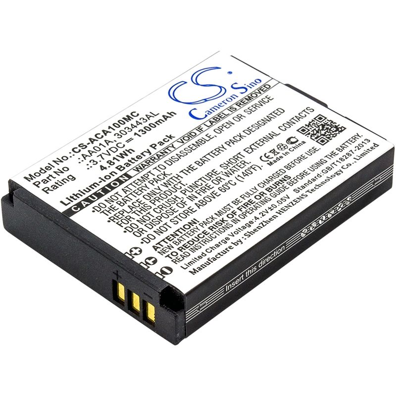 Li-ion Battery Fits Activeon, Dka10w-b, Dx, Lka10w-b 3.7v, 1300mah Camera Cameron Sino Technology Limited