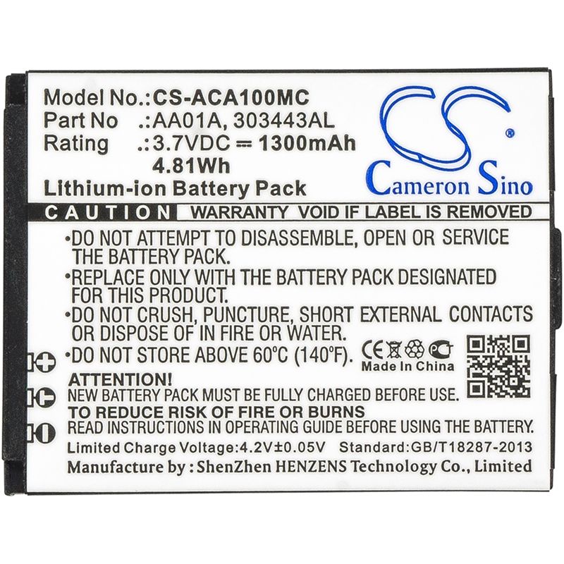 Li-ion Battery Fits Activeon, Dka10w-b, Dx, Lka10w-b 3.7v, 1300mah Camera Cameron Sino Technology Limited