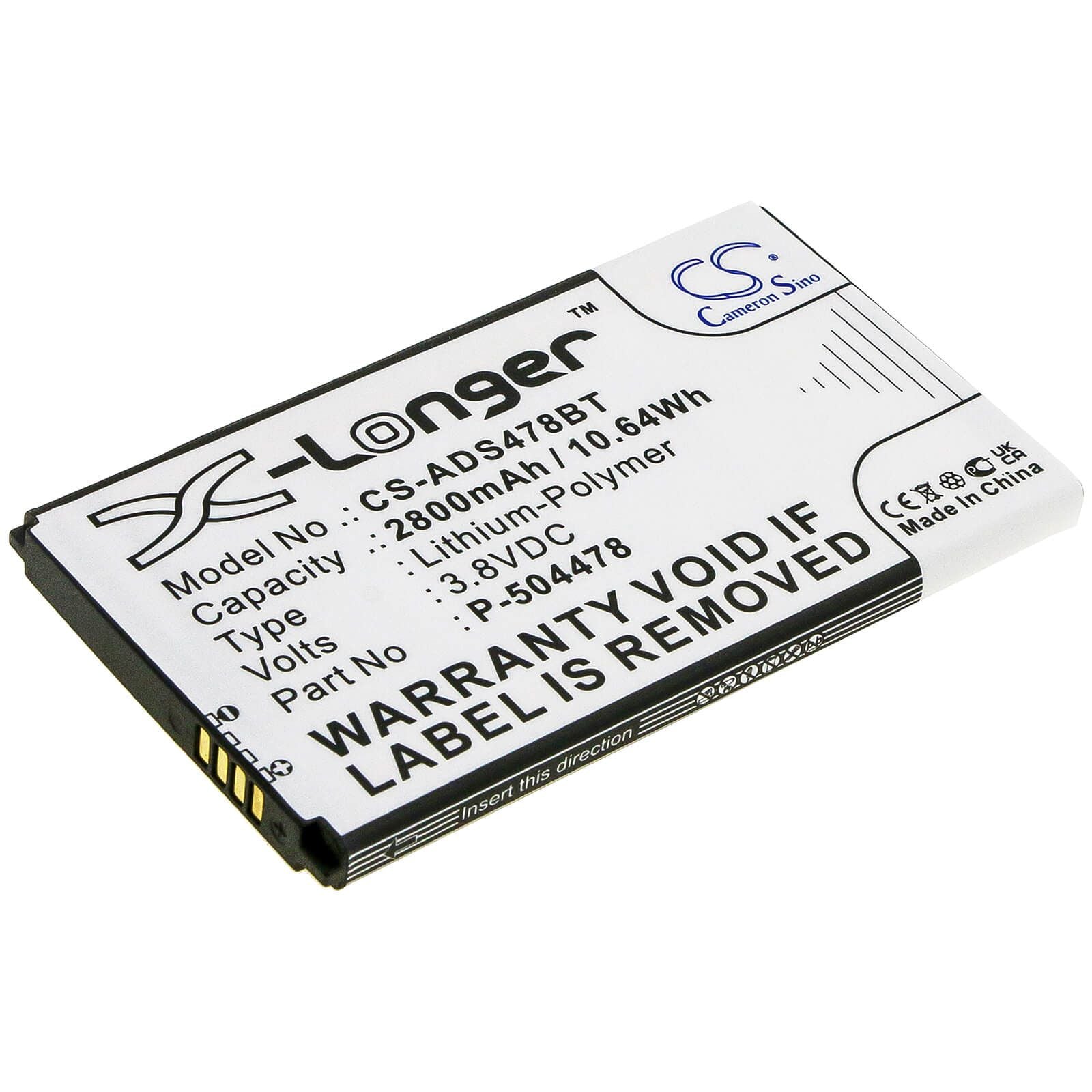 Li-ion Battery fits Adt, Command Secondary Color Touchs, 3.7V, 2800mAh Alarm System Cameron Sino Technology Limited