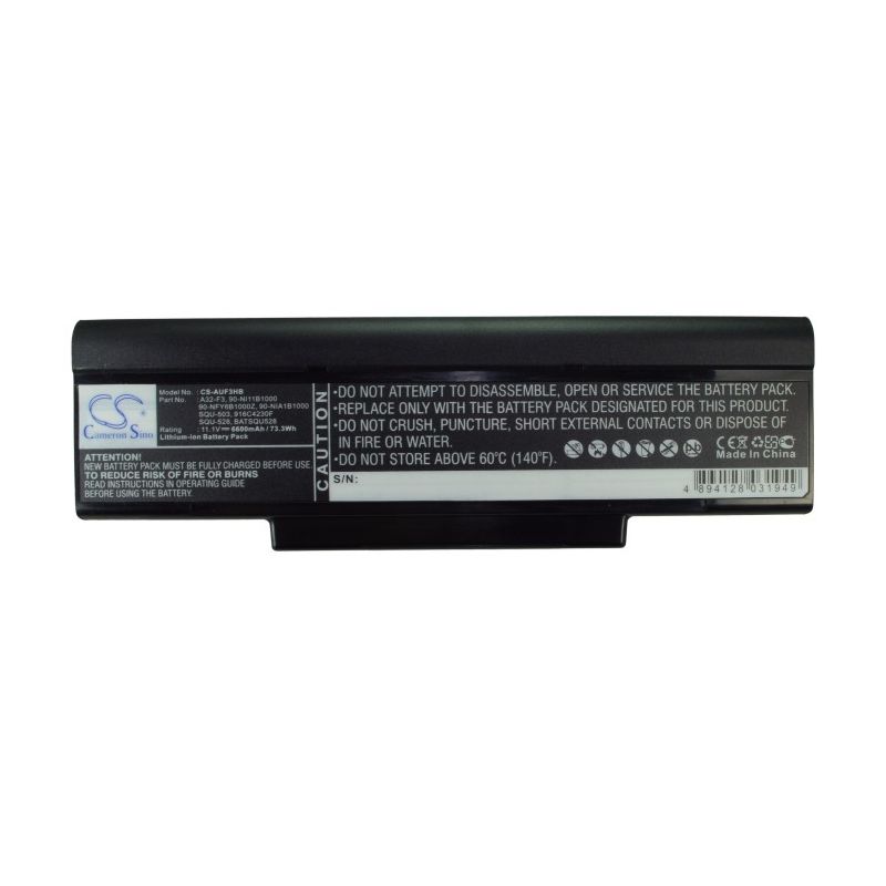 Li-ion Battery fits Advent, 7093, Qt5500, Asus 11.1V, 6600mAh Notebook & Laptop Cameron Sino Technology Limited