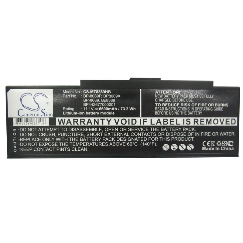 Li-ion Battery fits Advent, 8089p, 8389, 8889 11.1V, 6600mAh Notebook & Laptop Cameron Sino Technology Limited