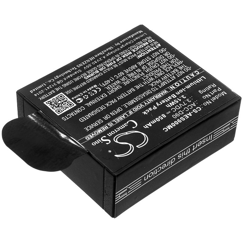 Li-ion Battery fits Aee, D90, Lyfes72, Lyfesilver 3.7V, 850mAh Camera Cameron Sino Technology Limited