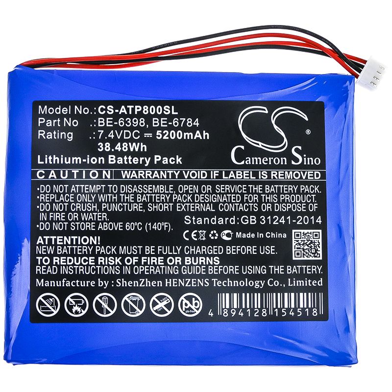 Li-ion Battery fits Aetep, At800, At-800 7.4V, 5200mAh Equipment & Survey & Test Cameron Sino Technology Limited