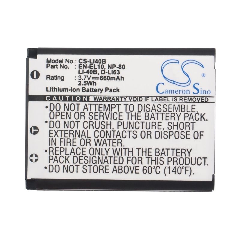 Li-ion Battery Fits Agfa, Agfaphoto Optima 1, Agfaphoto Optima 100, Agfaphoto Optima 102 3.7v, 660mah Camera Cameron Sino Technology Limited