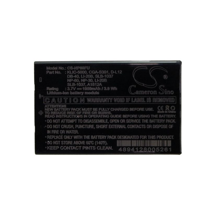 Li-ion Battery Fits Agfa, Dv-5000g, Dv-5000z, Dv-5580z 3.7v, 1050mah Camera Cameron Sino Technology Limited