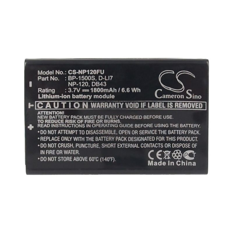Li-ion Battery Fits Aiptek, Dxg-595v, Camileo, H30 3.7v, 1800mah Camera Cameron Sino Technology Limited