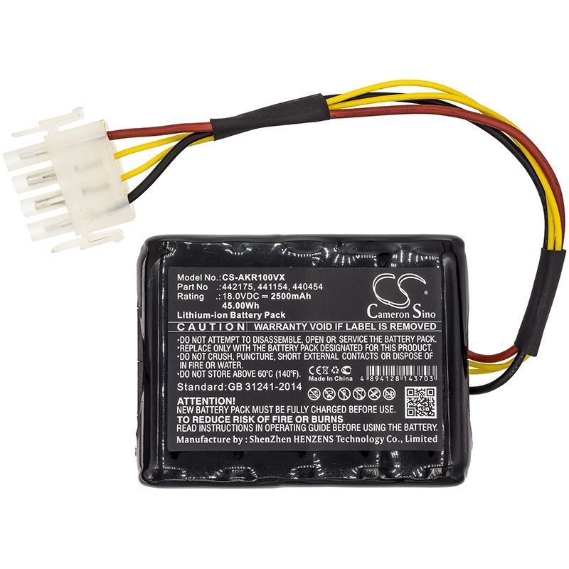 Li-ion Battery fits Al-ko, Robolinho 100, Robolinho 110, Robolinho 41.6 18.0V, 2500mAh Lawn Mowers Cameron Sino Technology Limited