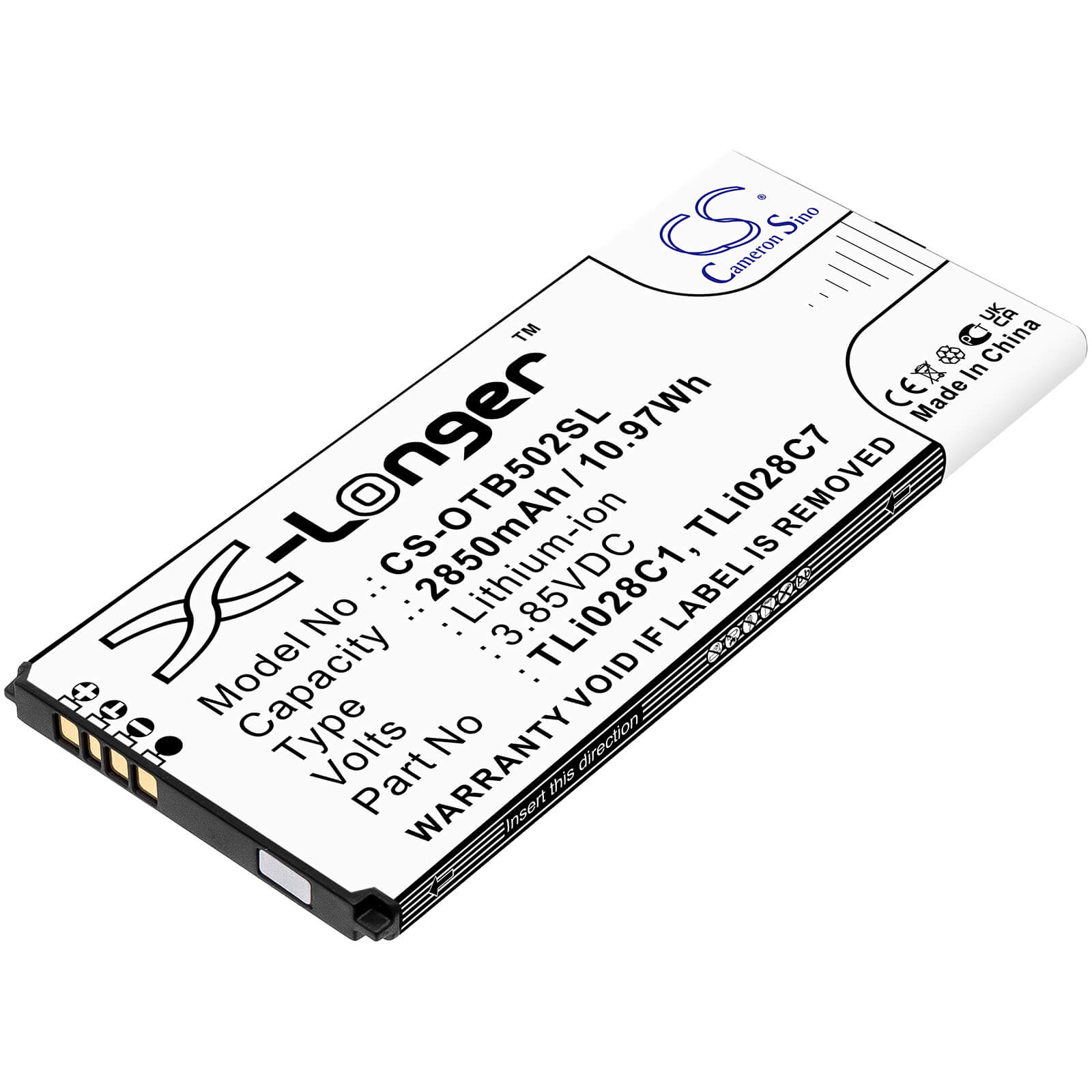 Li-ion Battery fits Alcatel, 1b 2020, Ot-5002a 3.85V, 2850mAh / 10.97Wh Mobile & SmartPhone Cameron Sino Technology Limited