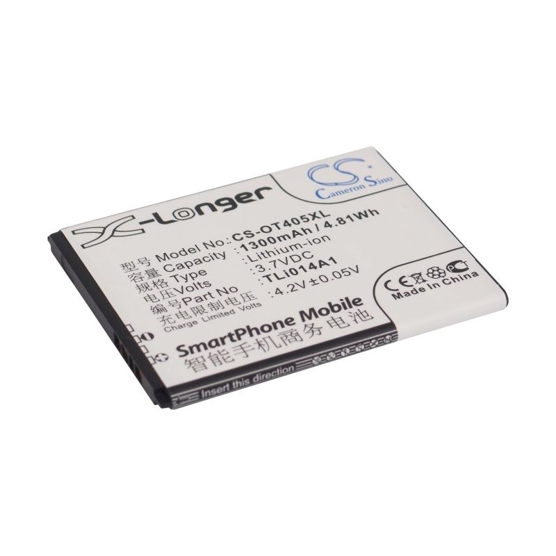 Li-ion Battery Fits Alcatel, 4013x, 4028s-2aalus1, 5020d-2balde 3.7v, 1300mah Mobile & SmartPhone Cameron Sino Technology Limited