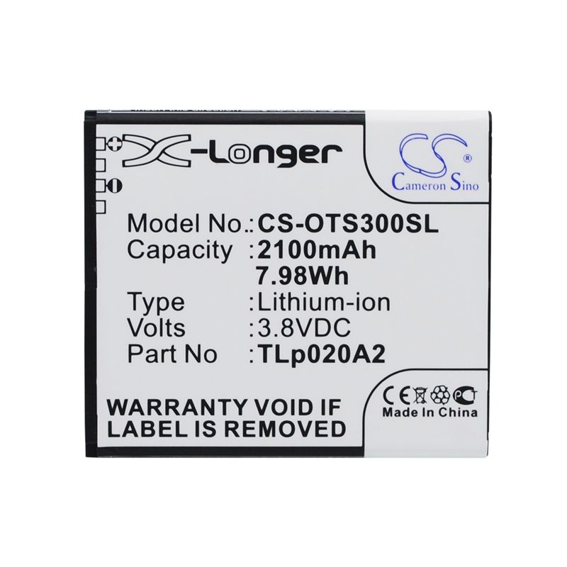Li-ion Battery fits Alcatel, 5065w-2dalus2, one touch pop s3, one touch pop star 3.8V, 2100mAh Mobile & SmartPhone Cameron Sino Technology Limited