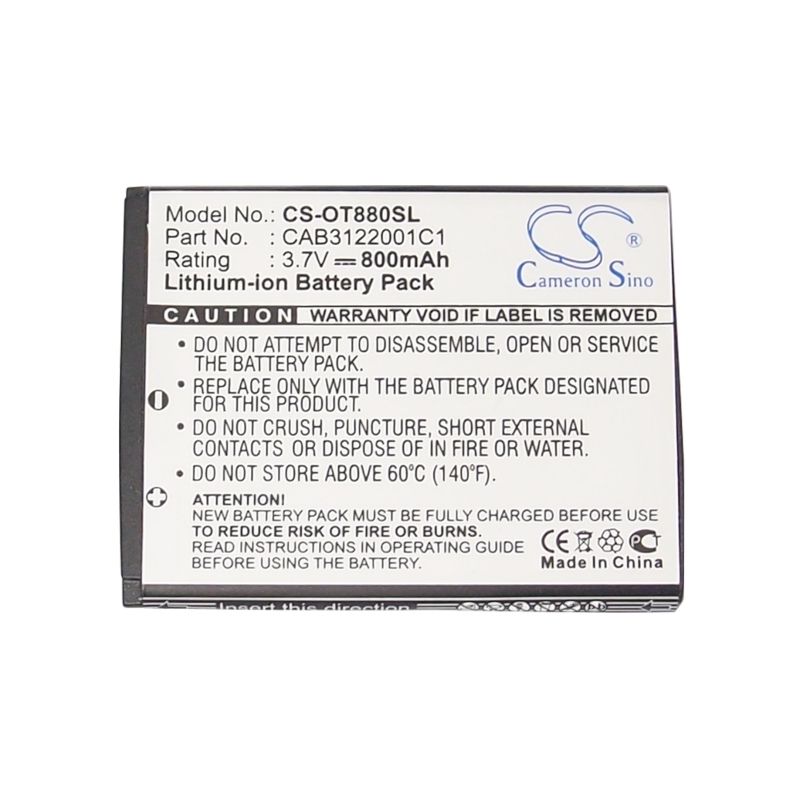 Li-ion Battery Fits Alcatel, A392, A392g, Miss Sixty 3.7v, 800mah Mobile & SmartPhone Cameron Sino Technology Limited