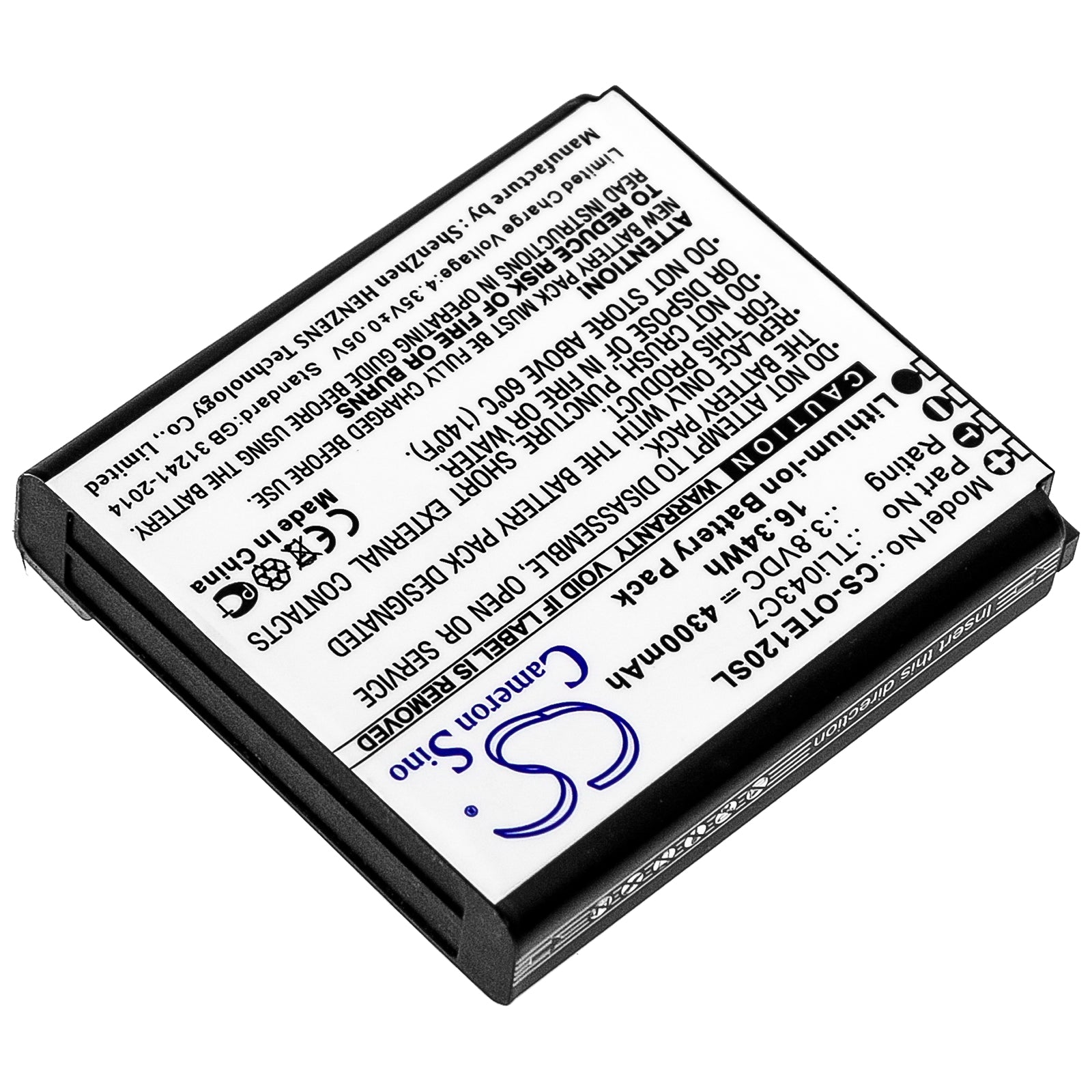 Li-ion Battery fits Alcatel, Ee120 3.8V, 4300mAh Hotspot Cameron Sino Technology Limited