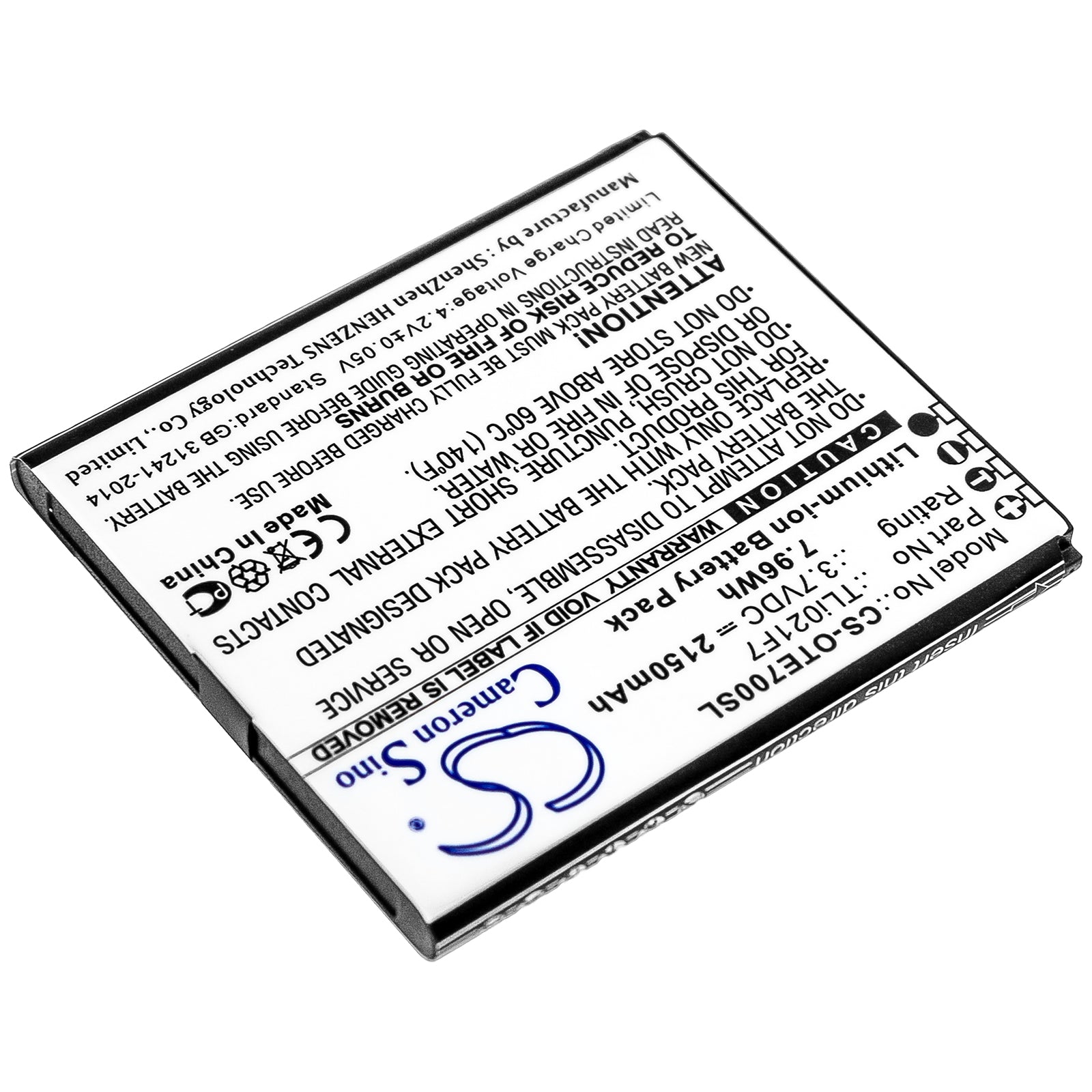 Li-ion Battery fits Alcatel, Ee70, Ee70vb, Ee 3.7V, 2150mAh Hotspot Cameron Sino Technology Limited