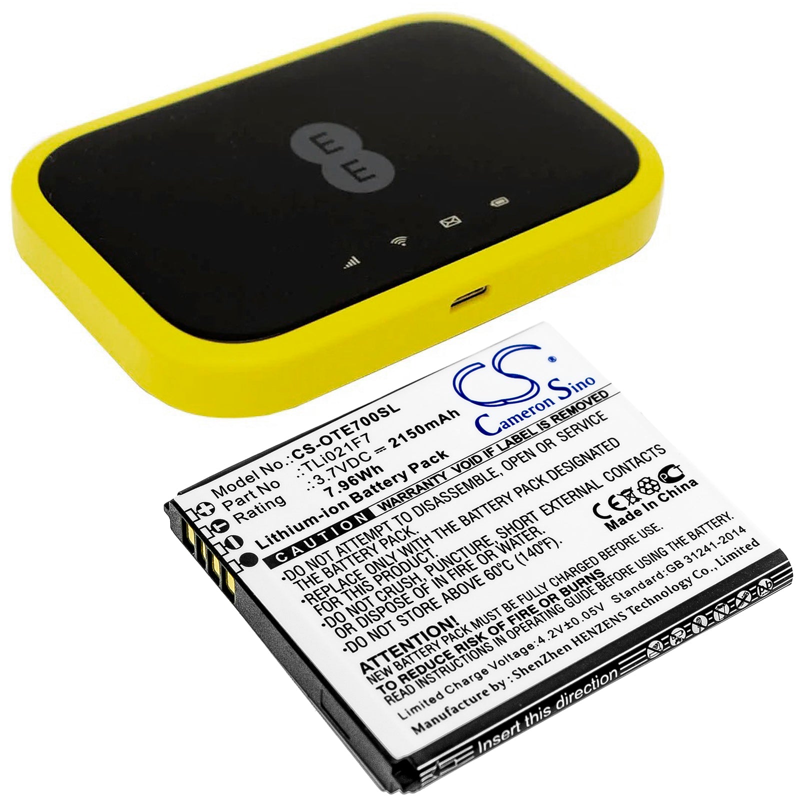 Li-ion Battery fits Alcatel, Ee70, Ee70vb, Ee 3.7V, 2150mAh Hotspot Cameron Sino Technology Limited