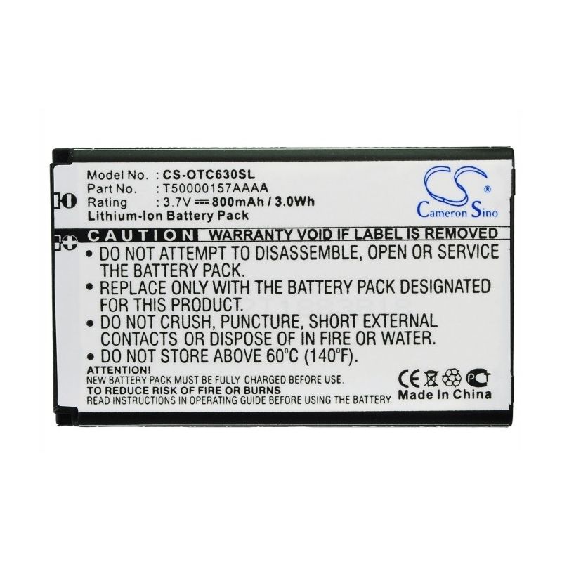 Li-ion Battery fits Alcatel, mandarina duck, one touch c630, one touch c630a 3.7V, 800mAh Mobile, SmartPhone Cameron Sino Technology Limited