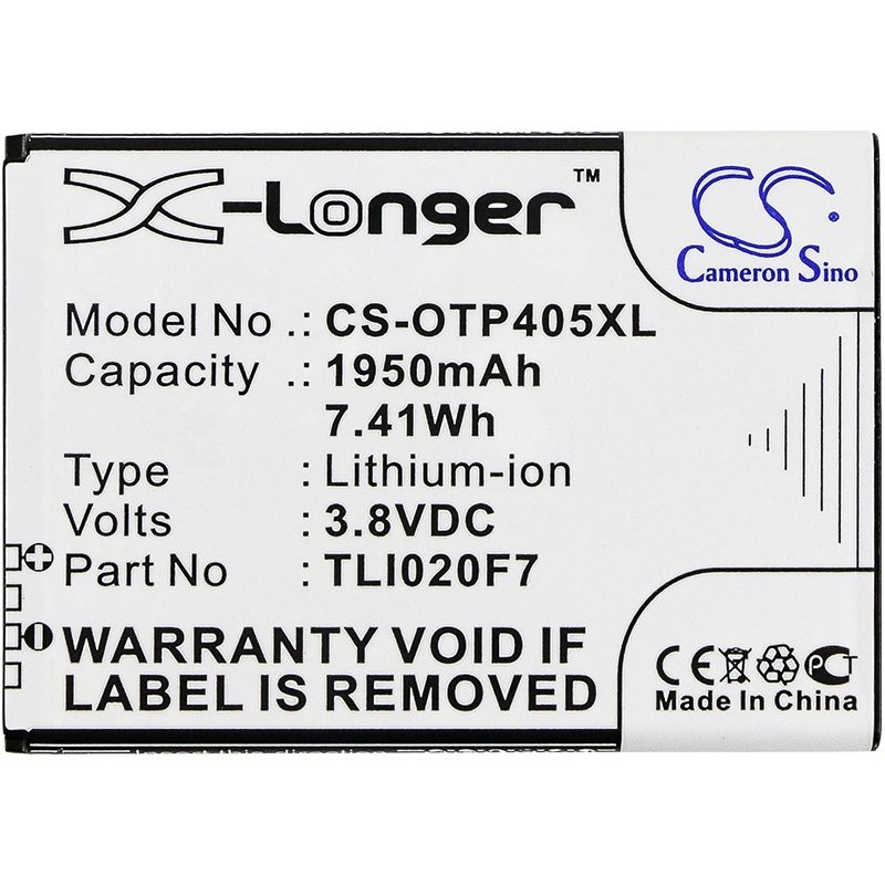 Li-ion Battery fits Alcatel, one touch 4 5.0, one touch pixi 4 (5), one touch pixi 4 5 3.8V, 1950mAh Mobile & SmartPhone Cameron Sino Technology Limited