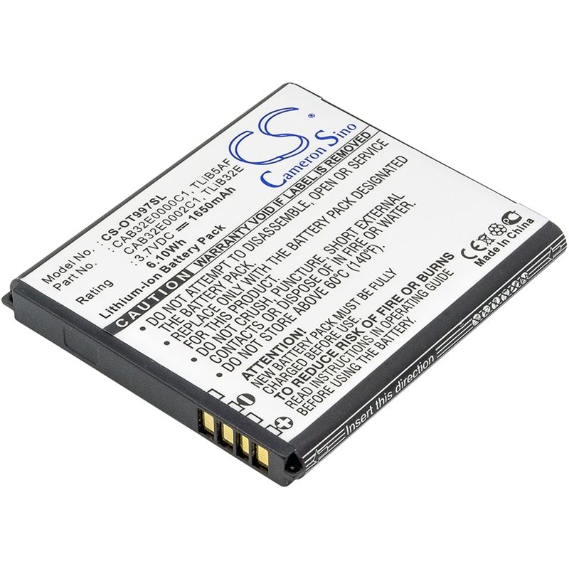Li-ion Battery fits Alcatel, one touch 5035, one touch 5035d, one touch 997 3.7V, 1650mAh Hotspot Cameron Sino Technology Limited