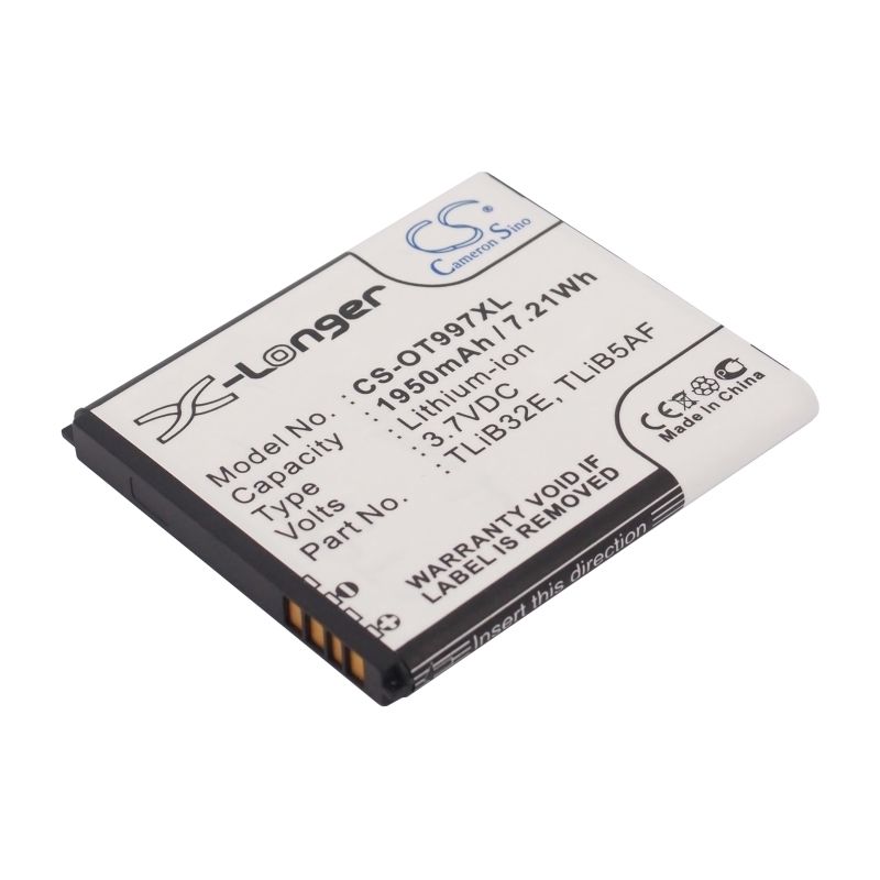 Li-ion Battery fits Alcatel, One Touch 5035, One Touch 5035d, One Touch 997 3.7V, 1950mAh Hotspot Cameron Sino Technology Limited