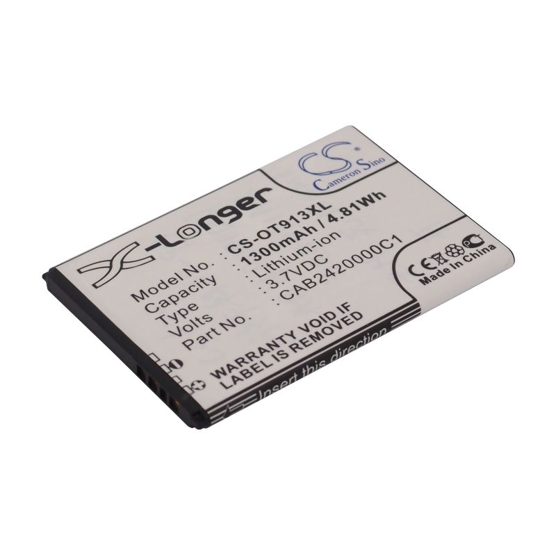 Li-ion Battery fits Alcatel, one touch 913, one touch 913d, one touch 927 3.7V, 1300mAh Mobile, SmartPhone Cameron Sino Technology Limited
