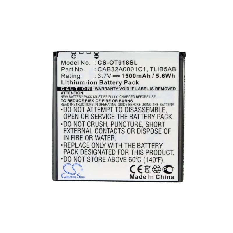 Li-ion Battery fits Alcatel, one touch 918 mix, ot-918 mix, base 3.7V, 1500mAh Mobile & SmartPhone Cameron Sino Technology Limited