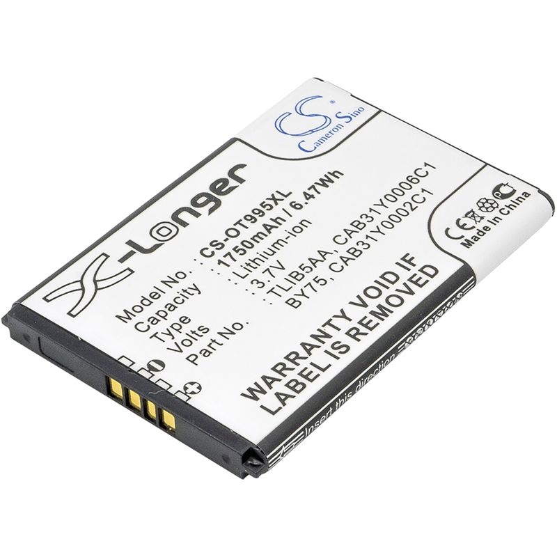 Li-ion Battery fits Alcatel, one touch 993d, one touch 995, ot-993d 3.7V, 1750mAh Mobile & SmartPhone Cameron Sino Technology Limited