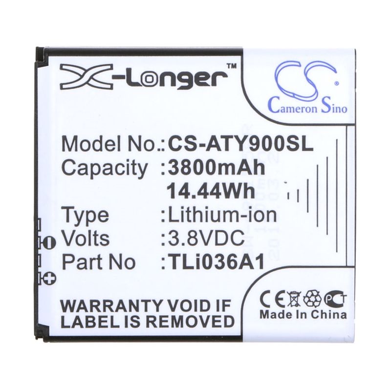 Li-ion Battery fits Alcatel, One Touch Link 4g+, One Touch Link 4g+ Lte, One Touch Link Y900 3.8V, 3800mAh Hotspot Cameron Sino Technology Limited