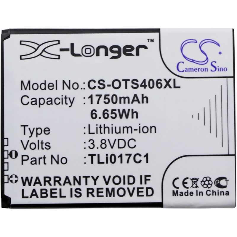 Li-ion Battery Fits Alcatel, One Touch Pop 3 4.5, One Touch Streak, Ot-4060 3.8v, 1750mah Mobile & SmartPhone Cameron Sino Technology Limited
