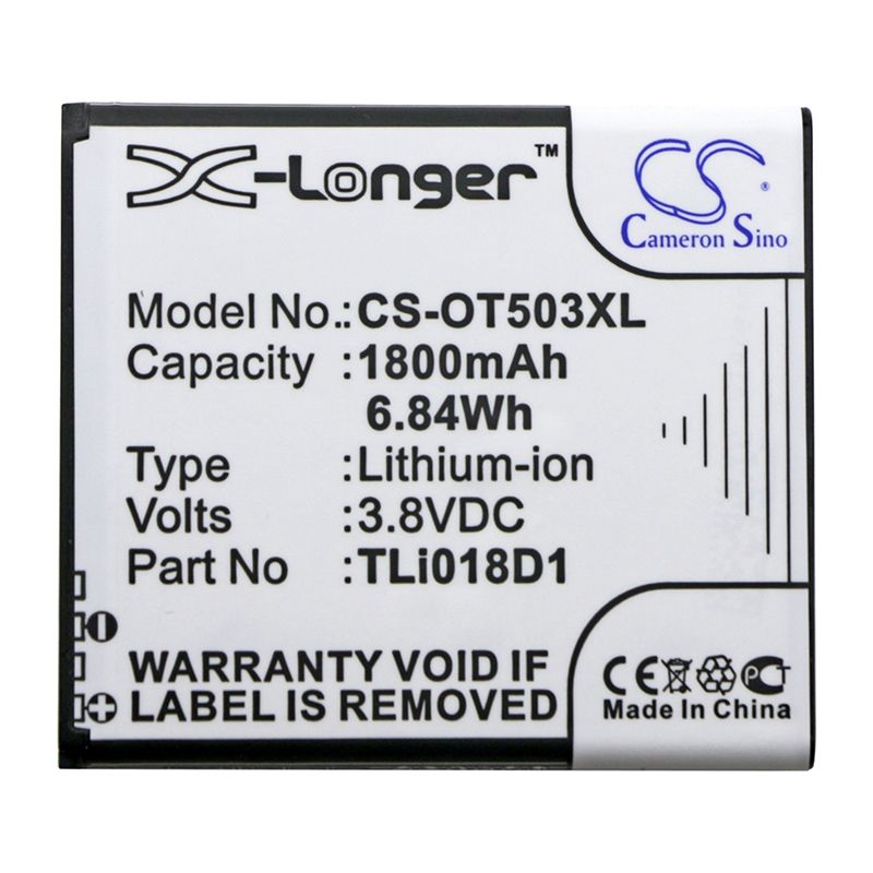 Li-ion Battery Fits Alcatel, One Touch Pop 3 (5), One Touch Pop 3 (5) 4g, One Touch Pop 3 5" 3.8v, 1800mah Hotspot Cameron Sino Technology Limited