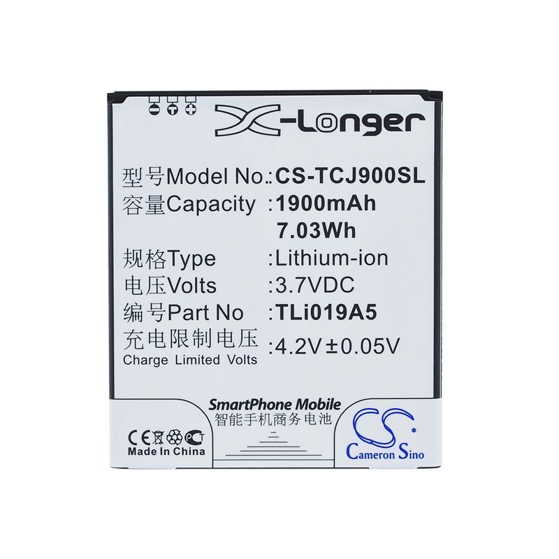 Li-ion Battery fits Alcatel, one touch pop d7, tcl, j900c 3.7V, 1900mAh Mobile, SmartPhone Cameron Sino Technology Limited (Suspended)