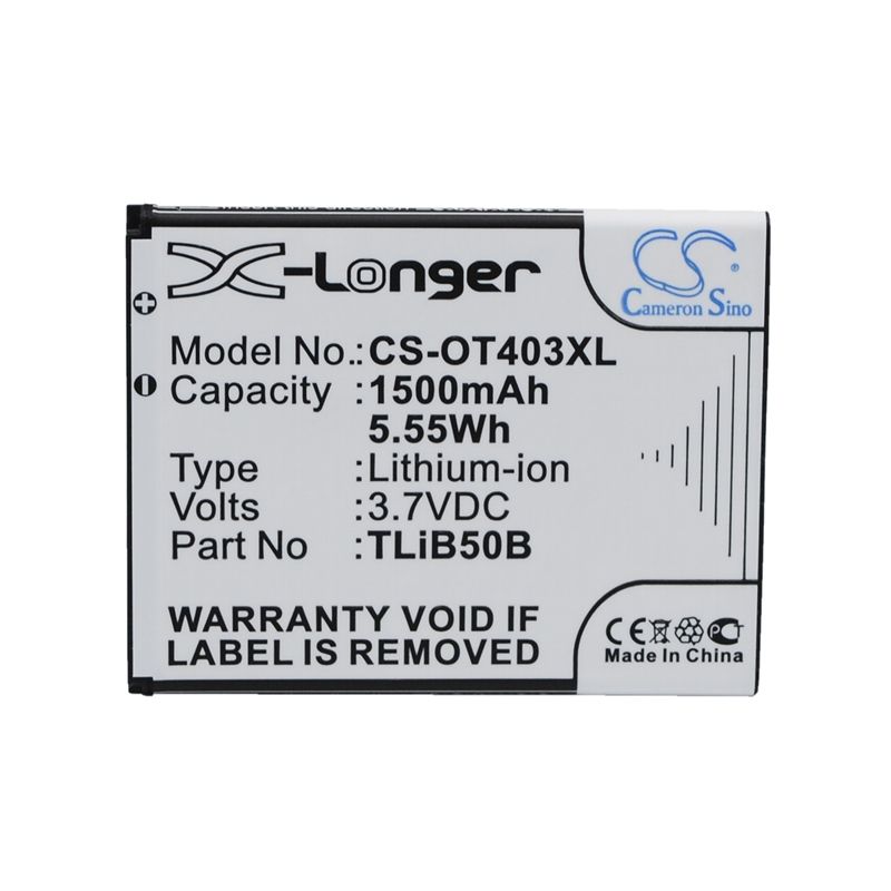 Li-ion Battery fits Alcatel, one touch s pop, one touch s pop dual, ot-4030 3.7V, 1500mAh Mobile & SmartPhone Cameron Sino Technology Limited