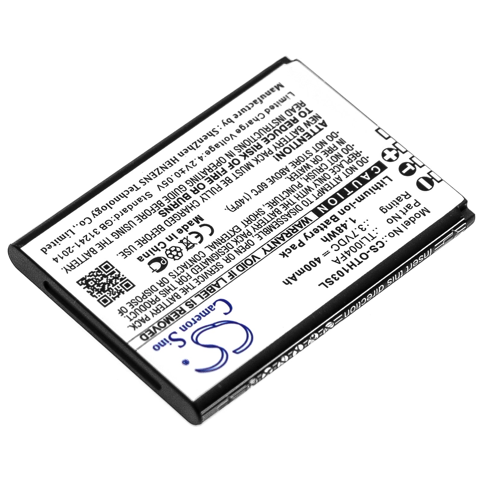Li-ion Battery fits Alcatel, Onetouch 1013x, Onetouch 1035d 3.7V, 400mAh Mobile & SmartPhone Cameron Sino Technology Limited