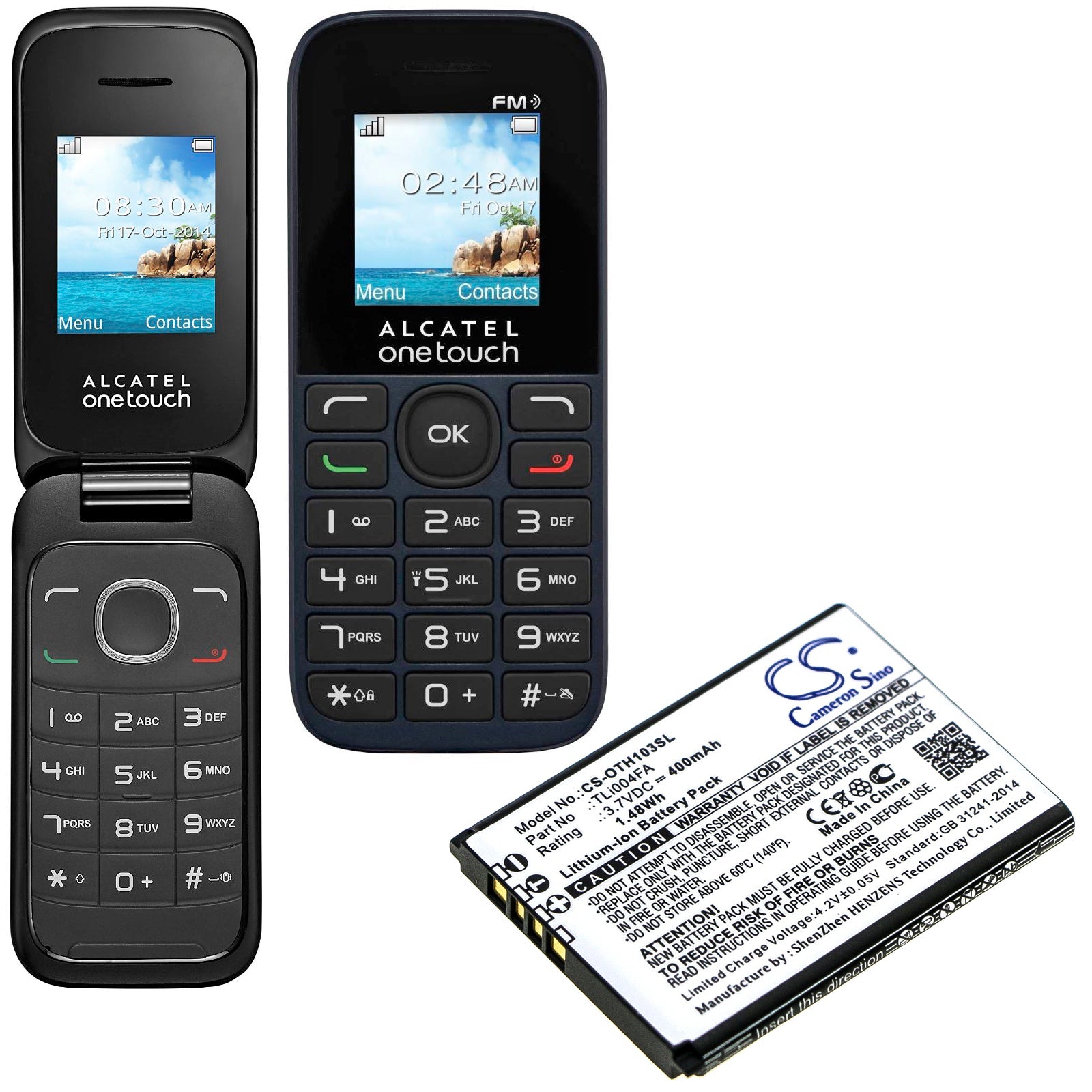 Li-ion Battery fits Alcatel, Onetouch 1013x, Onetouch 1035d 3.7V, 400mAh Mobile & SmartPhone Cameron Sino Technology Limited