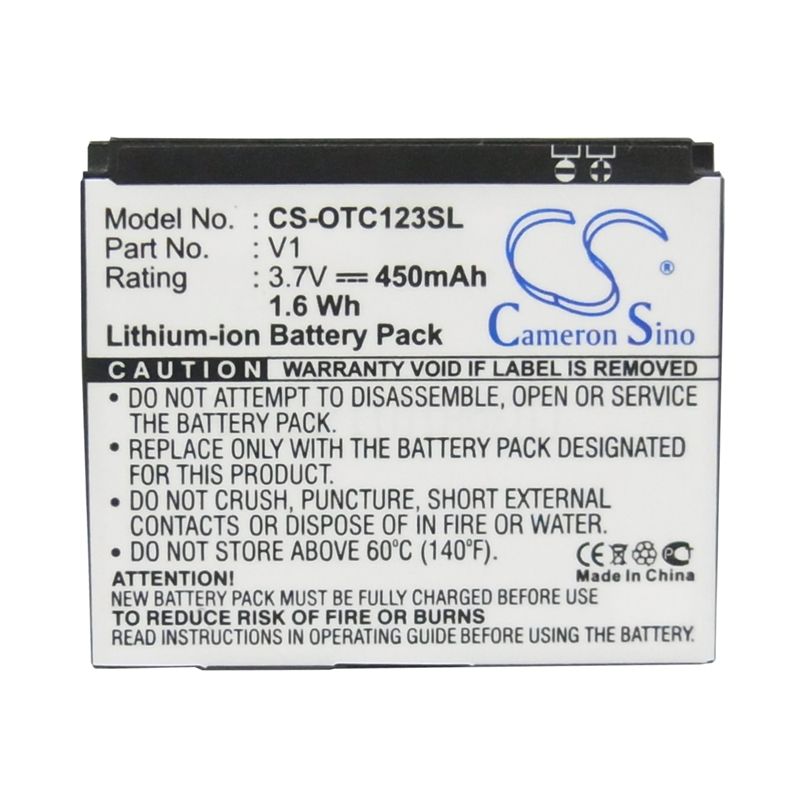 Li-ion Battery fits Alcatel, ot-c123, ot-c123a 3.7V, 450mAh Mobile & SmartPhone Cameron Sino Technology Limited