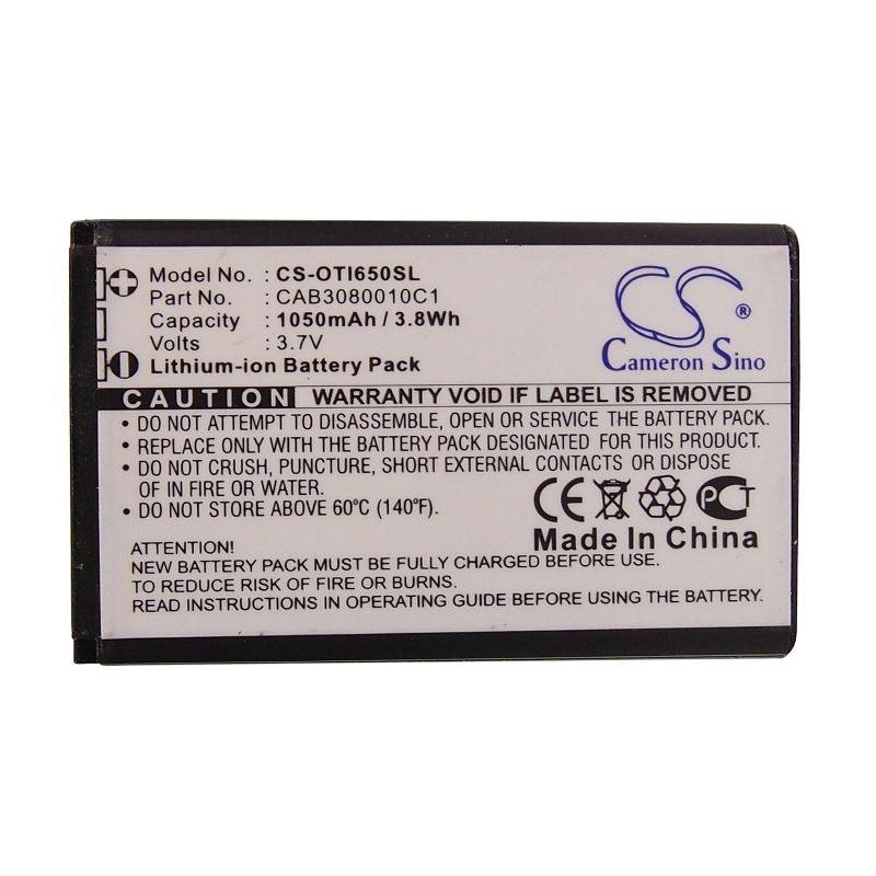 Li-ion Battery fits Alcatel, ot-i650 3.7V, 1050mAh Mobile & SmartPhone Cameron Sino Technology Limited