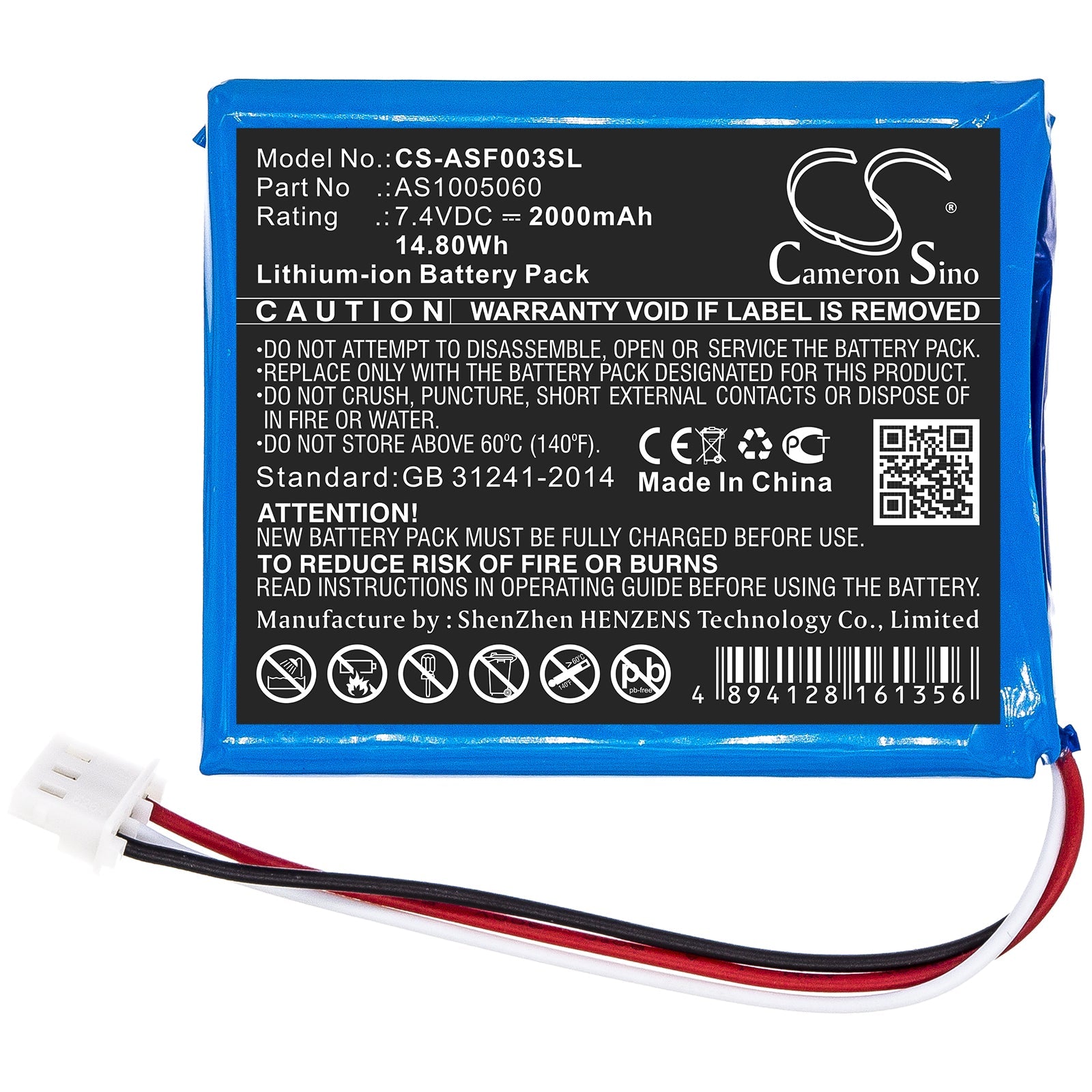 Li-ion Battery fits Alpsat, As1005060 7.4V, 2000mAh Equipment & Survey & Test Cameron Sino Technology Limited
