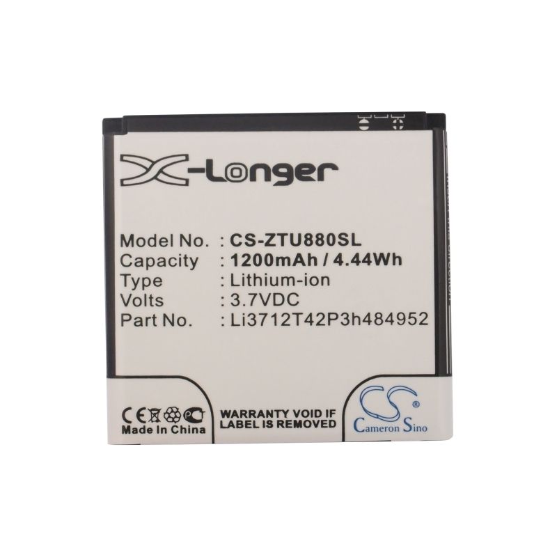 Li-ion Battery fits Amazing, a3, a3s, zte 3.7V, 1200mAh Mobile & SmartPhone Cameron Sino Technology Limited